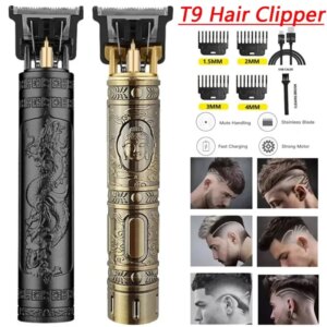 2023 Vintage T9 Professional Hair cutting machine Hair Clippers Electric Hair timmer Rechargeable Shaver Beard Trimmer for men