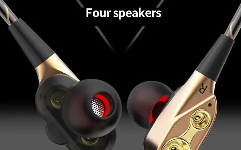 Explosive Double Moving Coil Headphones In Ear Subwoofer Cross Border Wire Controlled Fever Hifi Headphones With Shocking Sound