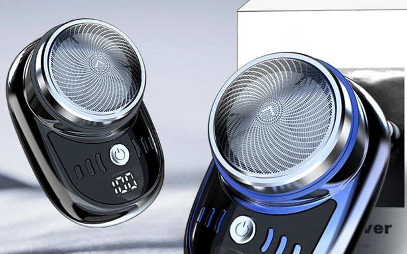 Men Mini Electric Shaver Face Beard Trimmer USB Charging with Digital Display Pocket Beard Razor Cordless Travel Razor