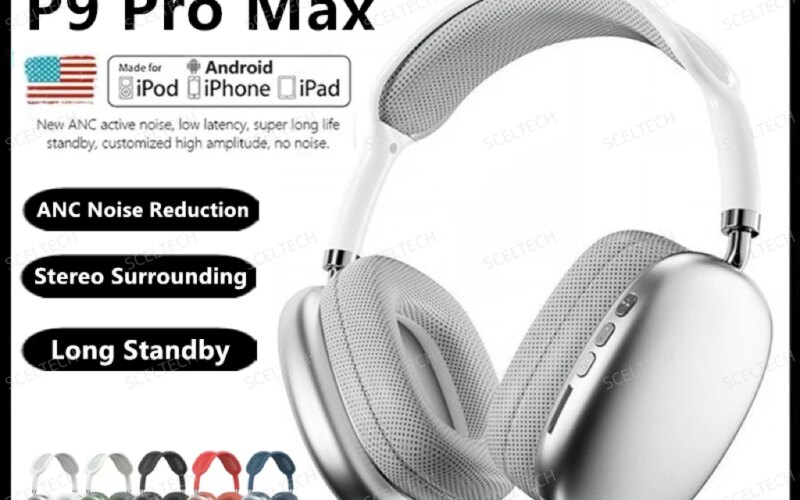 Original Air Max P9 Pro Wireless Bluetooth Headphones Noise Cancelling Mic Pods Over Ear Sports Gaming Headset For Apple