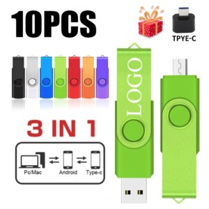 10PCS/lot Pendrive for Smart Phone/PC Custom LOGO OTG 2.0 USB Flash Drive 8GB 16GB 32GB 64GB USB Stick Pen Drive 1GB 2GB 4GB