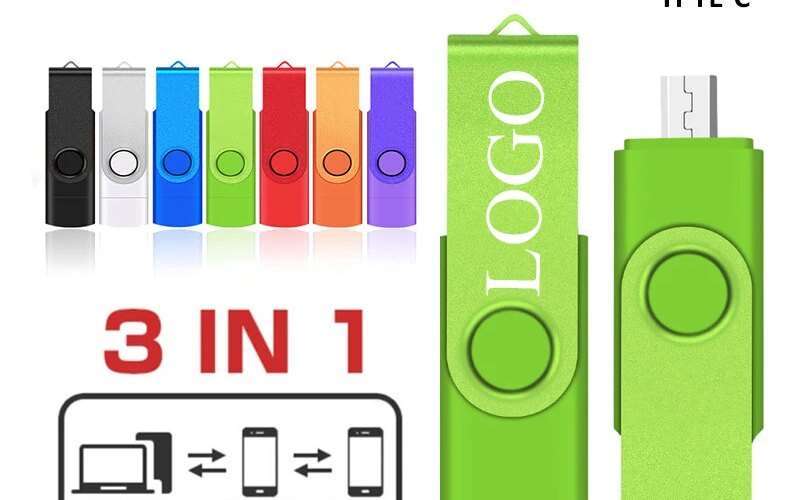 10PCS/lot Pendrive for Smart Phone/PC Custom LOGO OTG 2.0 USB Flash Drive 8GB 16GB 32GB 64GB USB Stick Pen Drive 1GB 2GB 4GB