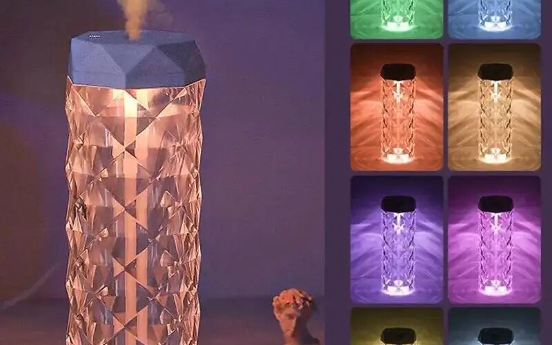 1Pcs 400/1000ml Colorful USB Crystal Humidifier with Aromatherapy and Air Purification for Bedroom and Desktop