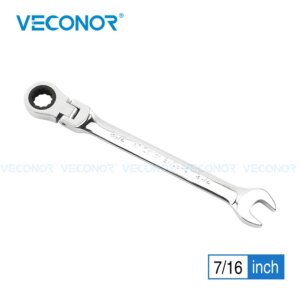 1pc 7/16 Inch Ratchet Wrench Spanner Flexible Head Mirror Polish Universal Hand Tools Car Repair Tool