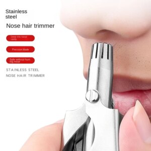 1set Men’s Nose Hair Trimmer Stainless Steel Manual Trimmer Suitable For Nose Hair Razor Washable Portable Nose Hair Trimmer