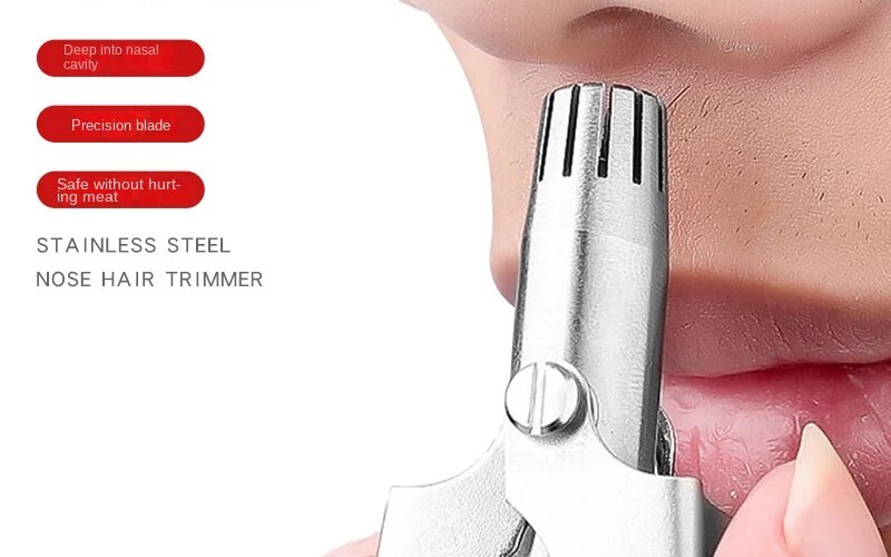 1set Men’s Nose Hair Trimmer Stainless Steel Manual Trimmer Suitable For Nose Hair Razor Washable Portable Nose Hair Trimmer