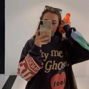 2021 New Lucky Me Hoodies Men Women I See Ghosts Hoodies Feel Sleeve Red Logo Kanye West Kids See Ghosts Pullovers Sweatshirts