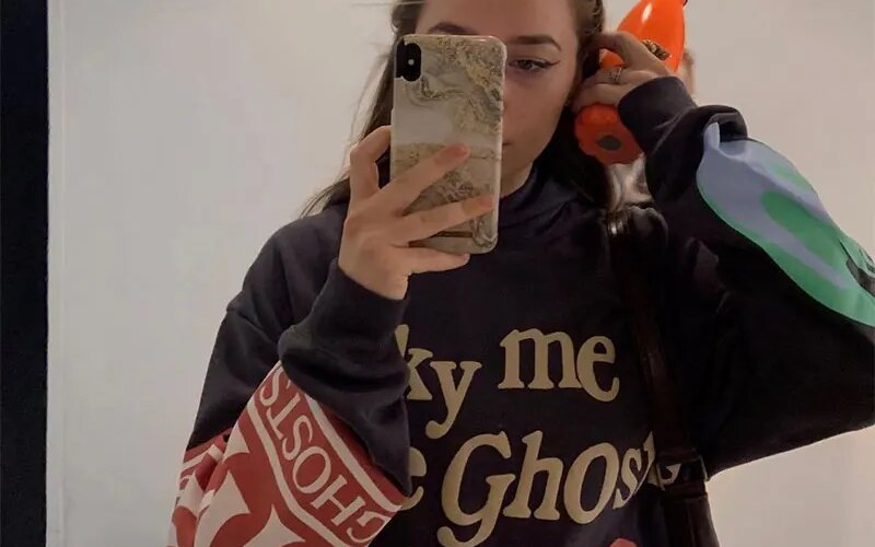 2021 New Lucky Me Hoodies Men Women I See Ghosts Hoodies Feel Sleeve Red Logo Kanye West Kids See Ghosts Pullovers Sweatshirts