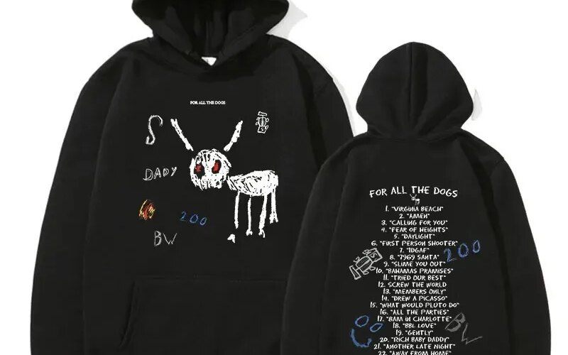 2023 Rapper Drake for All The Dogs Hoodies Men Women Fashion Hip Hop Pullover Vintage  100%Cotton Sweatshirts Streetwear Clothes
