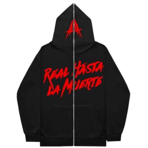 AA Real Hasta La Muerte Full Face Zipper Men’s Hoodies Sweatshirt Unisex Inner Fleece Women‘s Streetwear Tops Coat