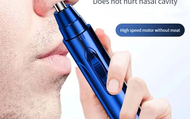 Blue Portable Nose Hair Trimmer Electric Nose Hair Razor For Men And Women Travel Items Without Damaging Nasal Passages