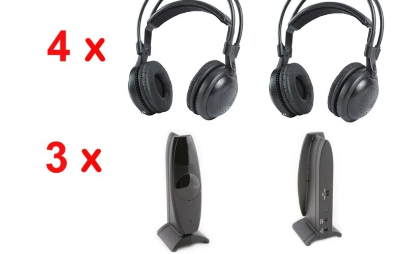 Family Use  Classical Silent Disco Complete System Wireless Headphones UHF-6 – (4 Classical Receivers + 3 Transmitters)
