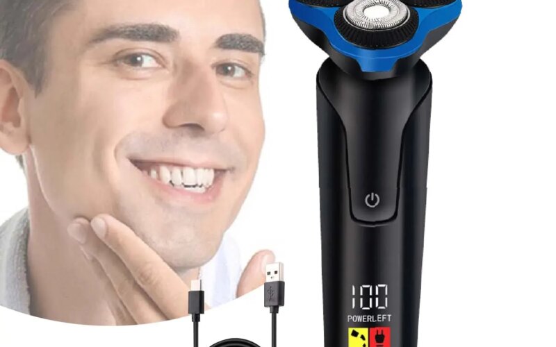 G-Wekliss Rechargeable Men Rotary Razor with Pop-up Trimmer Cordless Waterproof LCD Display Electric Shavers