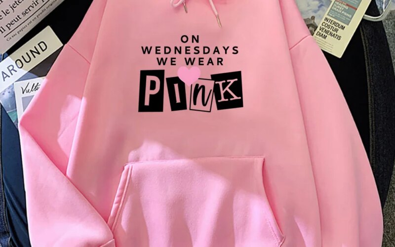 MeanGirls on Wednesday We Wear Pink Hoodies Long Sleeve Women/Men Sudaderas Sweatshirts Winter Warm Fleece Casual Pullovers Tops
