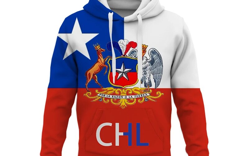 Men hoodie Chile Patriot series flag loose sweatshirt cool streetwear Harajuku style kids pullover unisex oversized sweatshirts