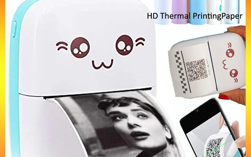 Mini Printer Cute Cat Thermal Paper Label Web Page Picture English Learning Bluetooth Wireless Printing WIFI Pocket Printer