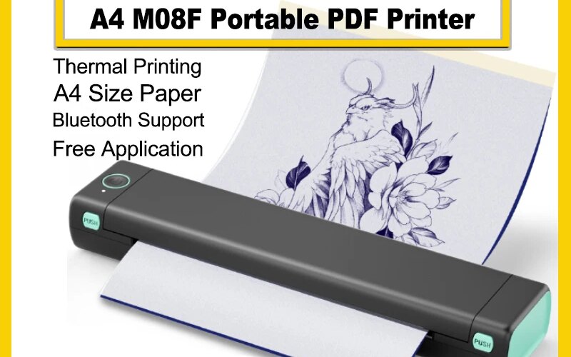 Phomemo M08F Wireless Tattoo Transfer Stencil Printer Tattoo Transfer Thermal Copier Machine Compatible with Smartphone & PC