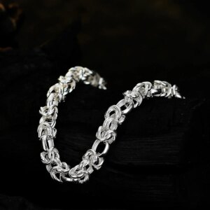 South Korean Handmade Heavy Industry S925 Sterling Silver End Bracelet Women’s Platinum Hand Fold Bracelet