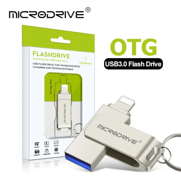 Usb 3.0 Flash Drive for iPhone with 2 in 1 USB-A to iphone interface usb3.0 pendrive for Iphone7/8//11/12/13 /14/ for Ipad