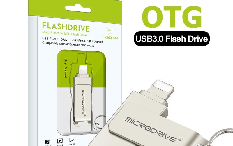 Usb 3.0 Flash Drive for iPhone with 2 in 1 USB-A to iphone interface usb3.0 pendrive for Iphone7/8//11/12/13 /14/ for Ipad