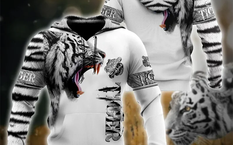 WBWA Fashion Spring Autumn Animal Hoodies White Tiger Skin 3D All Over Printed Men’s Sweatshirts Unisex Pullover Casual Jacket
