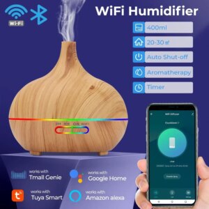 WiFi smart Electric Aroma Diffuser Essential Oil Diffuser 400ML Air Humidifier Ultrasonic Remote Control Mist Maker Home